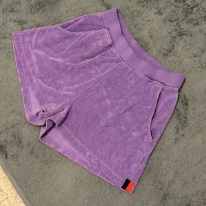 KULE The Venus Terry Cloth Shorts in Grape